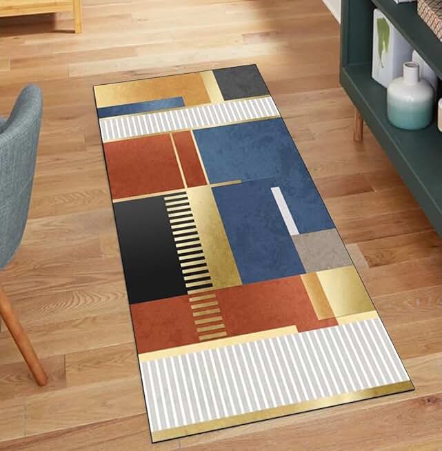 Hallway Rug, Multicolor 4'x25' Patchwork Home Decor Non Slip Washable Runners for Corridor Hallway