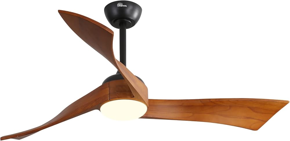 52 Inch Wood Remote Control Dimmable Light Reversible DC Motor Modern Ceiling Fan for Kitchen Bedroom Basement Dining Living Room Dark Wood