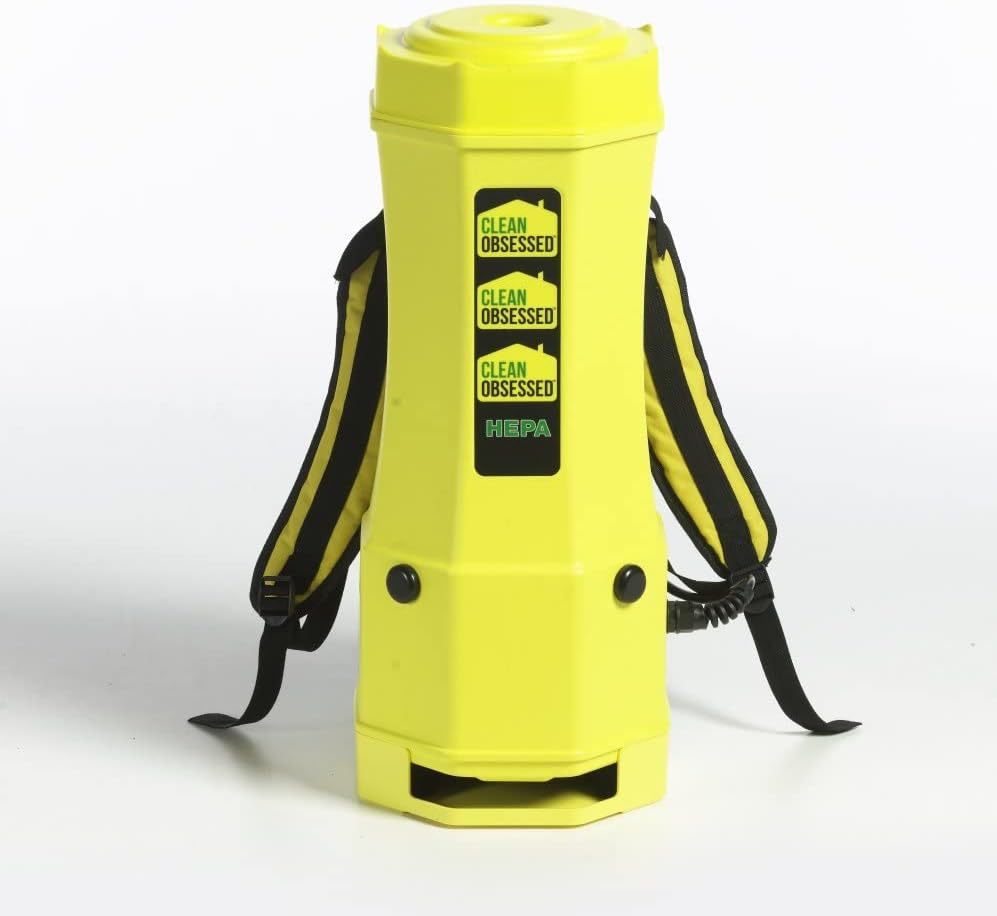 Clean Obsessed Commercial 10 Quart Backpack Vacuum Model CO10, Yellow