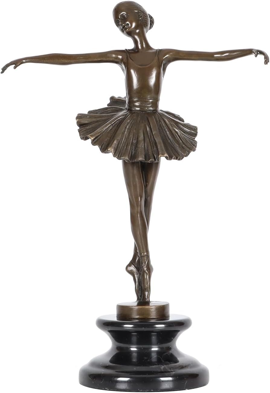 Bronze Ballerina Statue Ballet Dance Girl Sculpture Home Decor 11.5 Inch