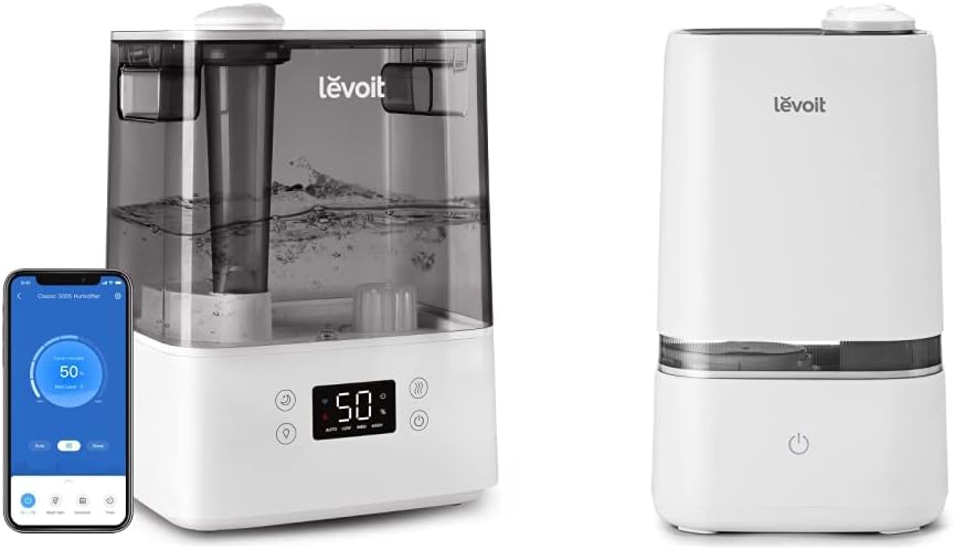 LEVOIT Humidifiers, Gray & Humidifiers for Bedroom, 4L Ultrasonic Cool Mist Air Vaporizer for for Large Room Babies, Essential Oil Tray, Quiet Operation, Auto Shut-Off, Lasts up to 40 Hours, Gray