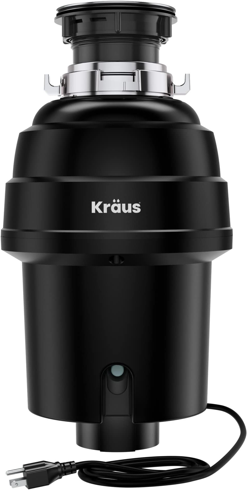 Kraus KWD100-100MBL WasteGuard 1 HP Continuous Feed Garbage Disposal with Ultra-Quiet Motor for Kitchen Sinks with Power Cord and Flange Included, 16 1/2 inch, Black
