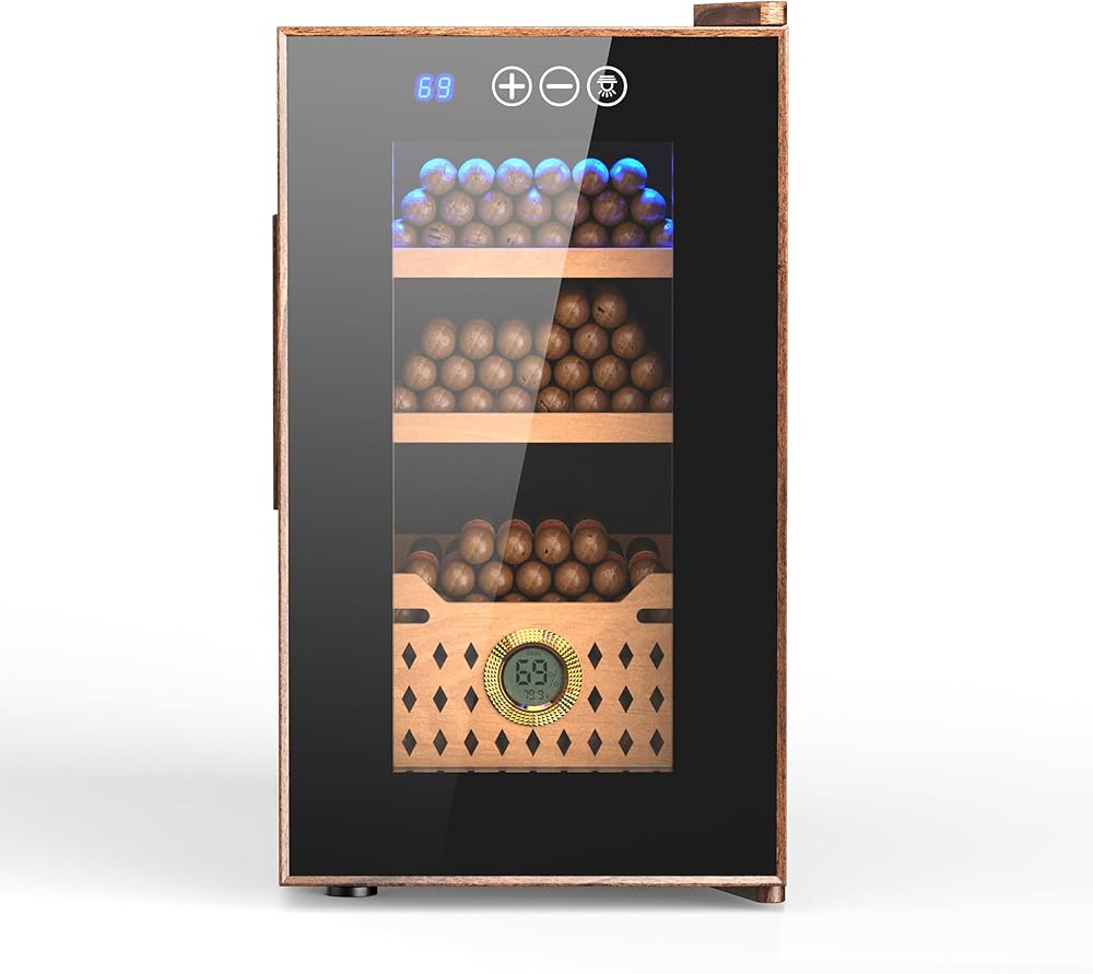 Electric Cigar Humidor, 32L Electronic Humidors Cooler Cabinet with Spanish Cedar Wood Shelves & Drawer with Hygrometer Humidor Box Valentine's Day Best Gifts for Men
