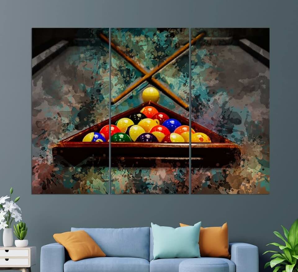 Billiards Wall Art, Billiard Painting, Billiard Canvas Print, Billiard Wall Decor, Billiard Room Décor