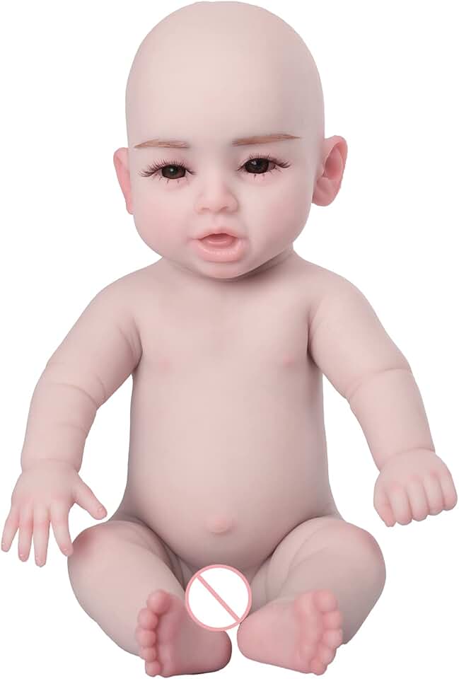 17.7 Inch Full Silicone Body Doll with Skeleton, Realistic Newborn Reborn Dolls, Lifelike Baby Dolls Real Life Girl Doll for Kids Toddlers - Full Silicone & Skeleton