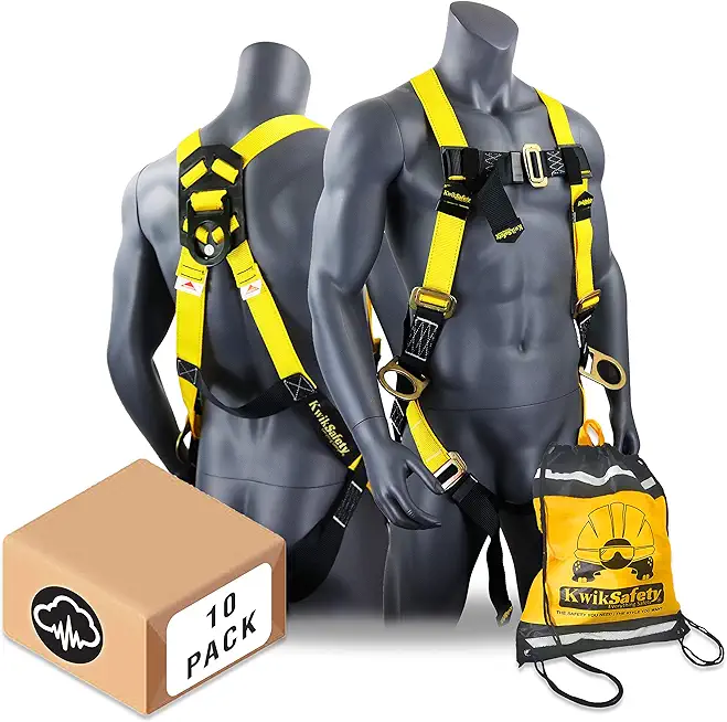 KwikSafety - Charlotte, NC - THUNDER [CASE PACK - 10 PACK] 3D Ring Safety Harness OSHA ANSI Industrial Full Body Fall Protection Personal Equipment Construction Carpenter Scaffold Contractor