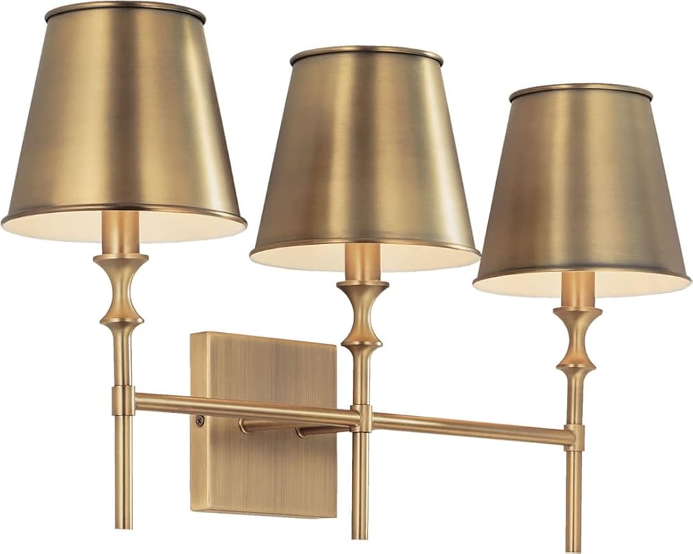 Capital Lighting 149731AD-708 Whitney Mid-Century Retro Vintage Metal Shade Vanity Lights for Bathroom, 3-Light 180 Total Watts, 13