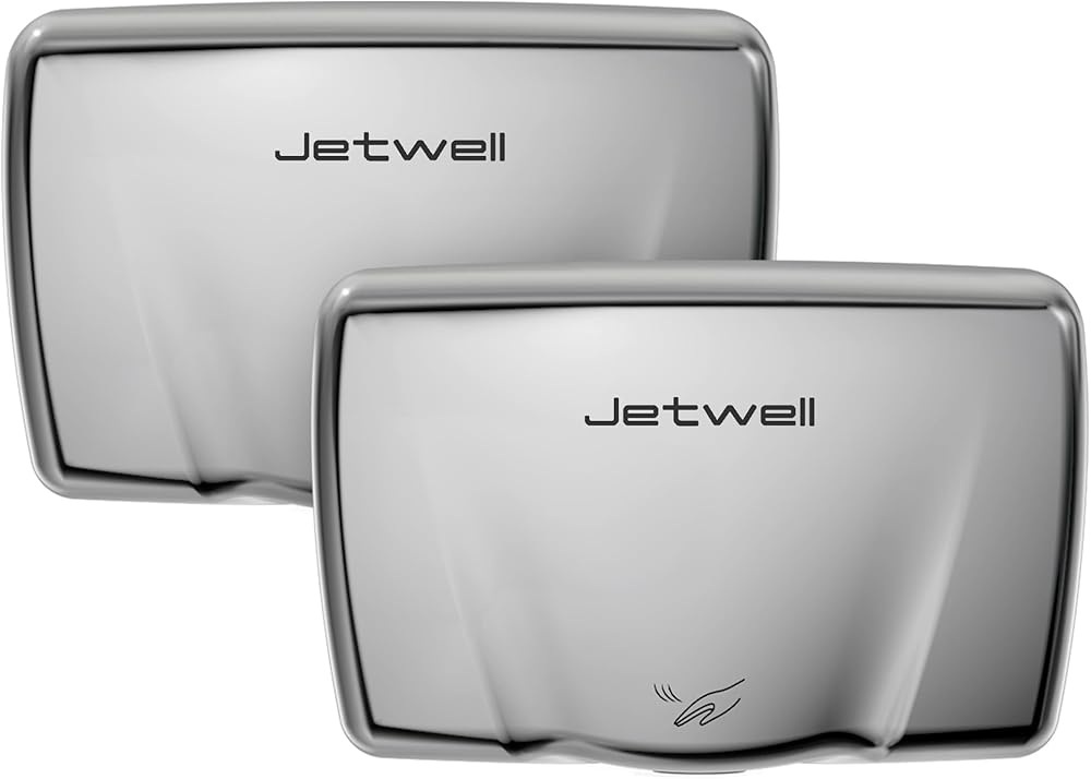 JETWELL 2Pack Compact Hand Dryer for Bathrooms Commercial- Heavy Duty High Speed Stainless Steel Hand Dryers with Heating Switch- Warm Wind Hand Blower