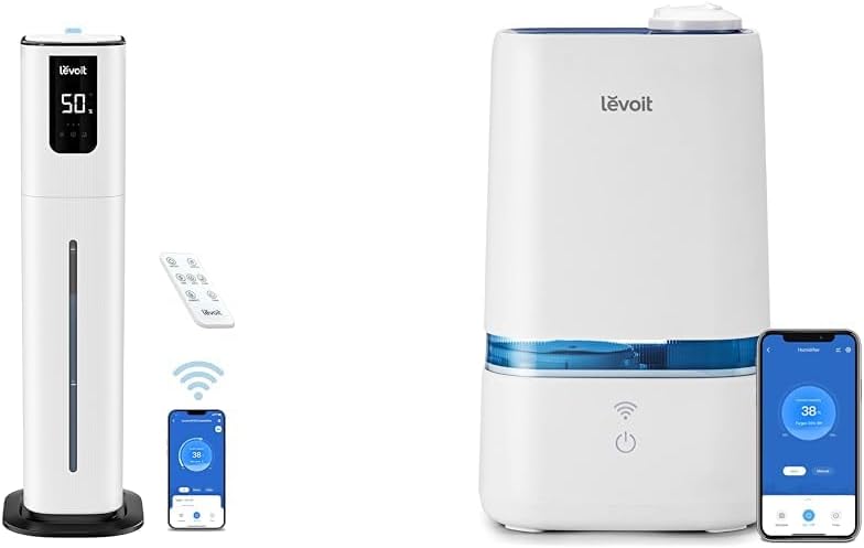 LEVOIT OasisMist 1000S (10L) Smart Humidifier for Home Large Room Bedroom, Last 100 Hours & 4L Smart Cool Mist Humidifier for Home Bedroom with Essential Oils