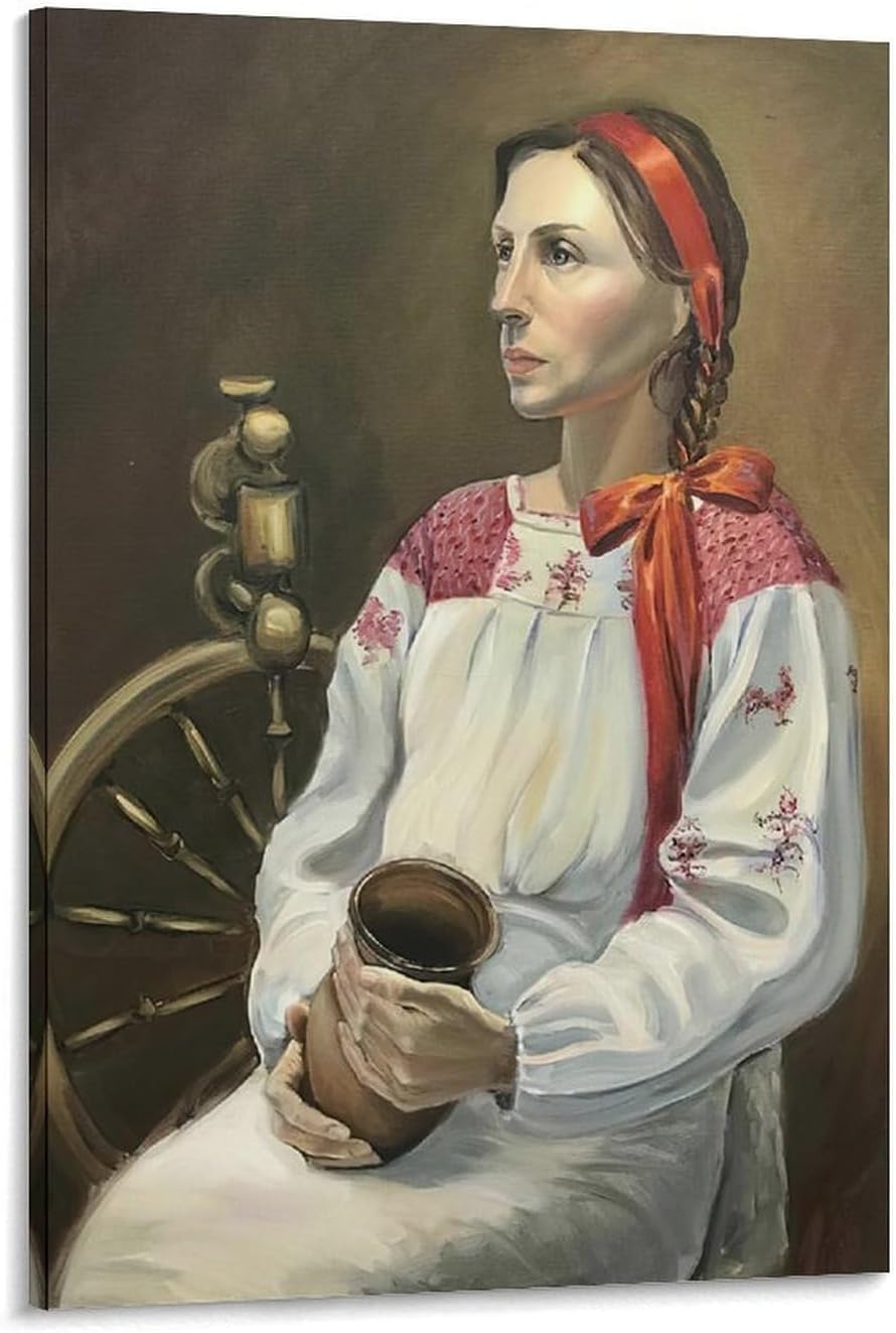 Tatarstan Poster Painting Woman Holding Jar Vintage Wall Art Decoration Canvas Print· Poster Decorative Painting Canvas Wall Art Living Room Posters Bedroom Painting 24x36inch(60x90cm)