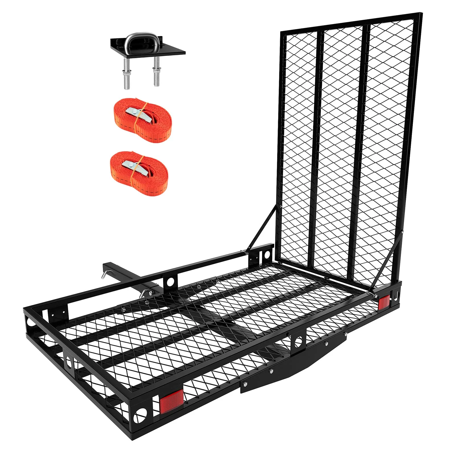 Goplus Hitch Mount Wheelchair Carrier, Mobility Scooter Loading Ramp with 2 Tie Down Straps