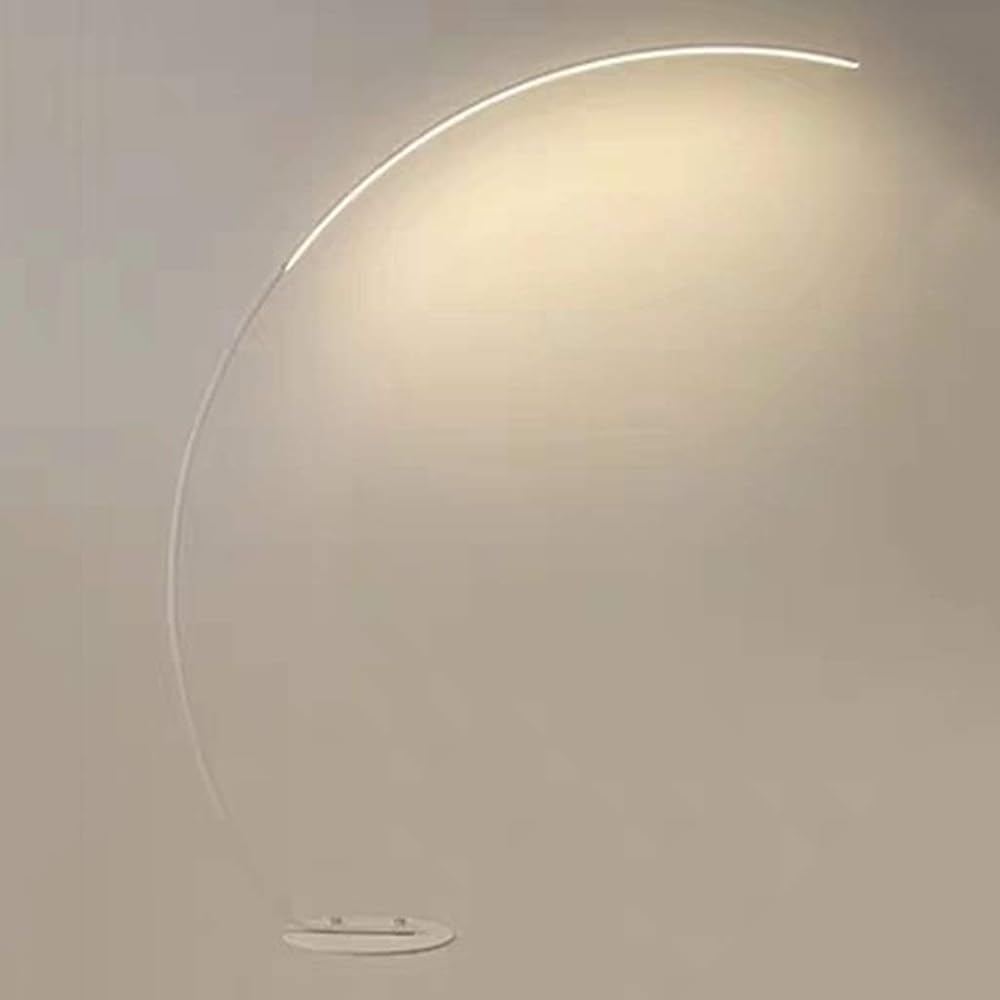 Corner Floor lamp Minimalist LED Floor Lamp with Aluminum Alloy Disc Base Modern Arc Standing Reading Light for Living Room Couch Sofa（67 Inch/170cm） (Color : White, Size : Neutral Light)