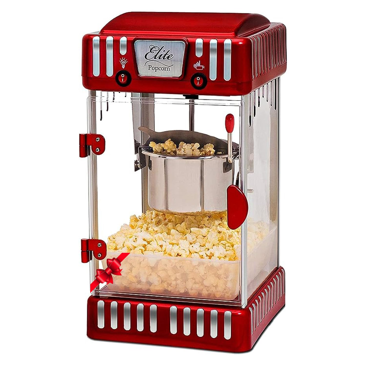 Elite Gourmet EPM-250 Maxi-Matic 2.5 Ounce Classic Carnival, Tabletop Kettle Popcorn Popper Machine, Red