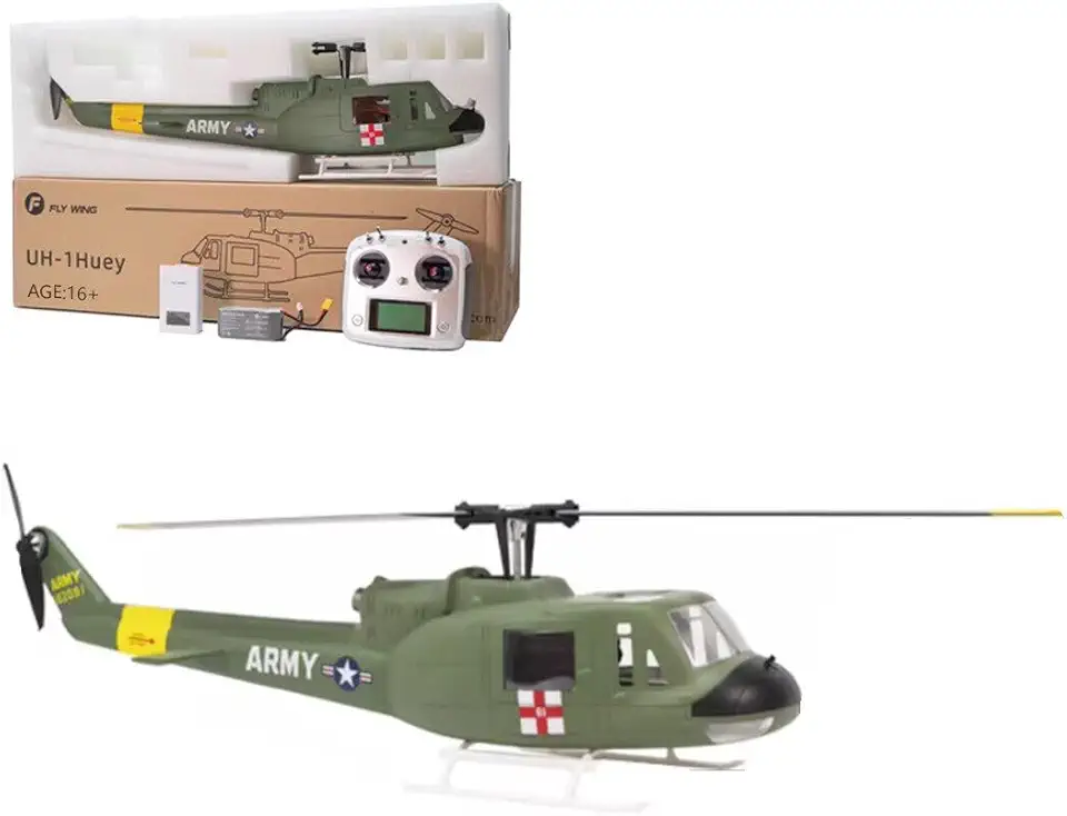 FLYWING UH1-V3 RC Helicopter for Adult, Simulation 470 Class 6CH RC Electric Airplane with H1 Flight Control GPS, 2.4G Remote Control Aircraft Model (RTF Version/Left Control)