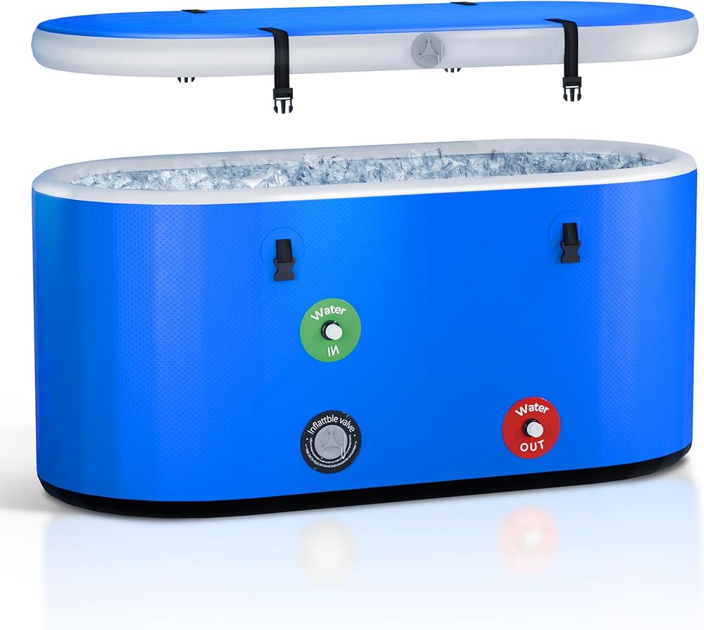 540L Ice Plunge Tub for Athletes Recovery, Water Chiller Compatible, Inflatable Cold Plunge Tub with Cover, Portable Large Capcity ice plunge tub for Outdoor, 67
