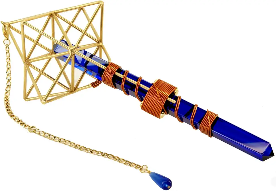 Crystal Wand Healing Tool - Earth Vajra Etheric Weaver Pendant Meditation Pendant with Magnets & Copper Wire - 8