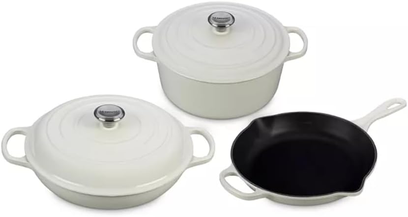 Le Creuset 5 Piece Cast Iron Set White
