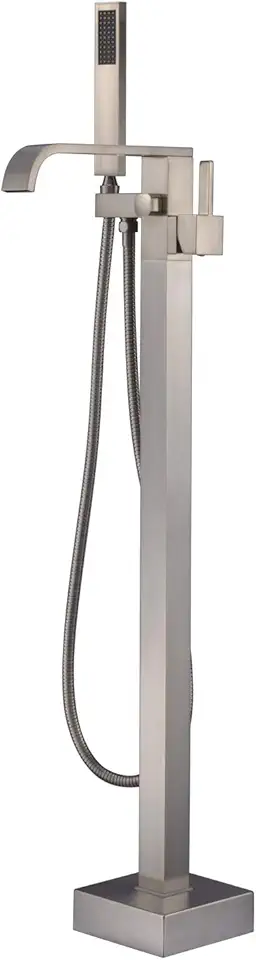 Freestanding Bathtub Faucet Tub Filler Brushed Nickel Floor Mount Faucets Brass Single Handle with Hand Shower