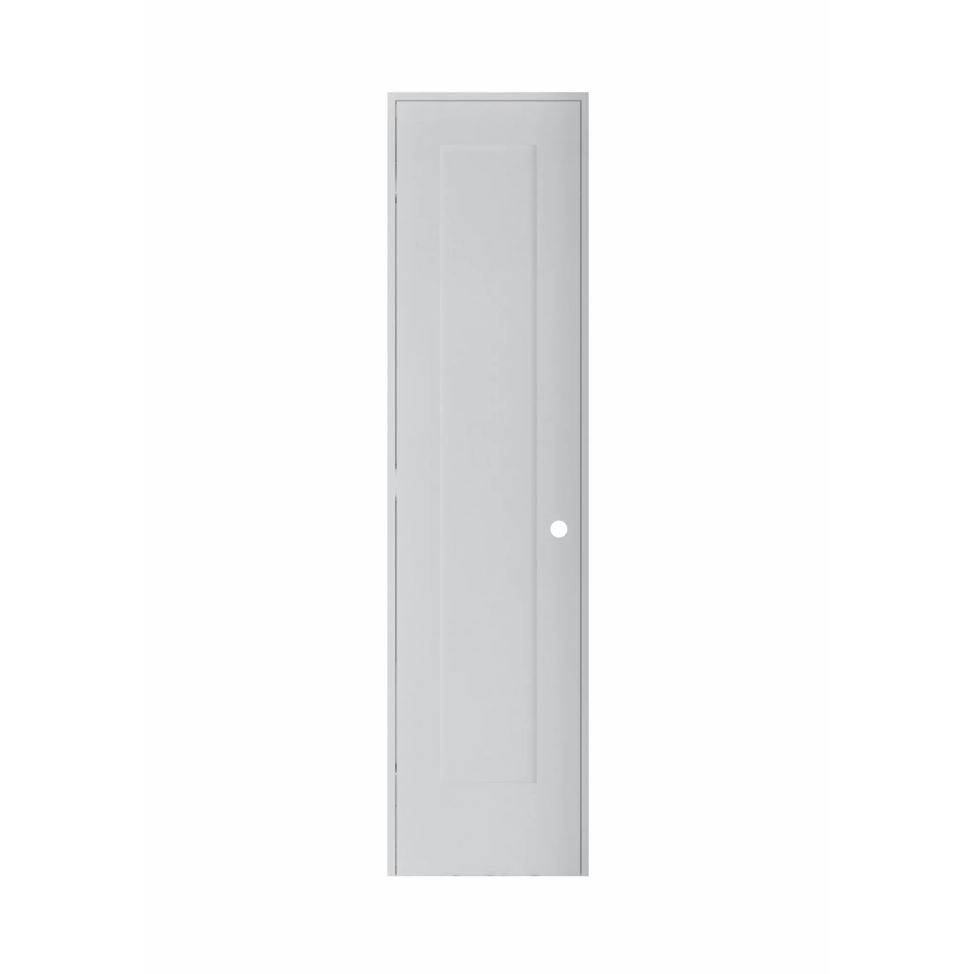 22 in. x 80 in. Left-Handed Solid Core White Primed Smooth Texture Composite Single Prehung Interior Door Black Hinges