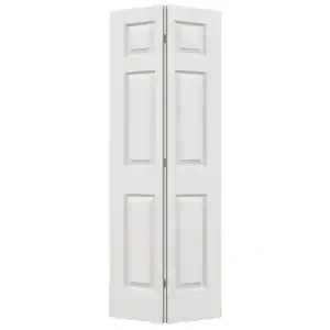 JELD-WEN 24 in. x 80 in. 6 Panel Colonist Primed Textured Molded Composite Hollow Core Closet Bi-Fold Door