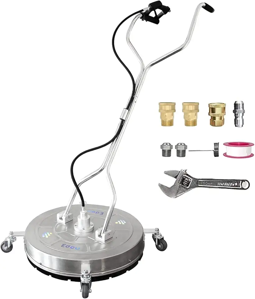 EDOU Dual Handle High Power Pressure Washer - 20 Inch Surface Cleaner with Wheels - Heavy Duty Composite, 4,500 PSI Max Working Pressure - Includes 3/8 Inch Quick Connector Kit and Teflon Tape