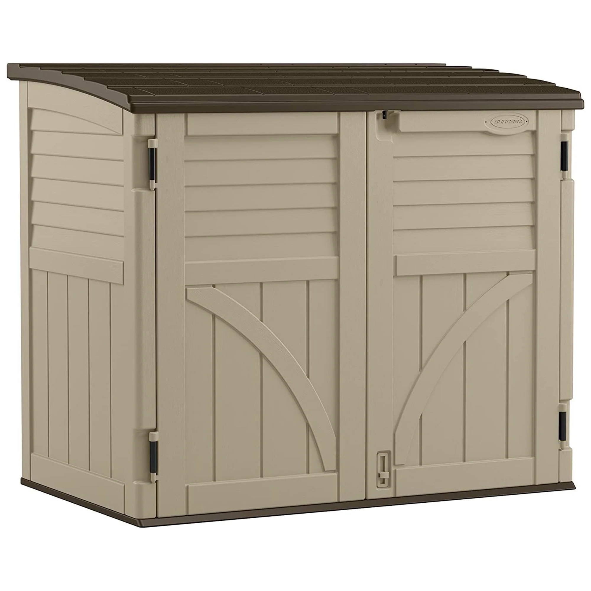 Suncast Horizontal Outdoor Garden Storage Shed, Sand, 4ft x 8ft, 206 Cubic feet Coverage area