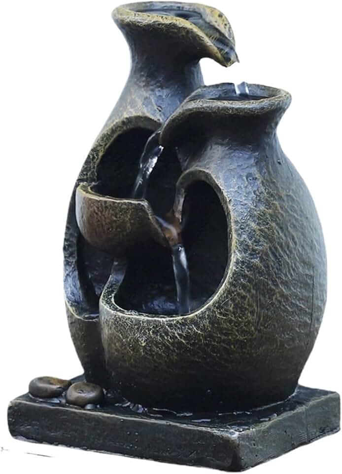 Indoor Water Fountain Outdoor Desk Bedroom Waterfall Farmhouse Yard Patio Home Office Deck Sculpture Decoration(B)