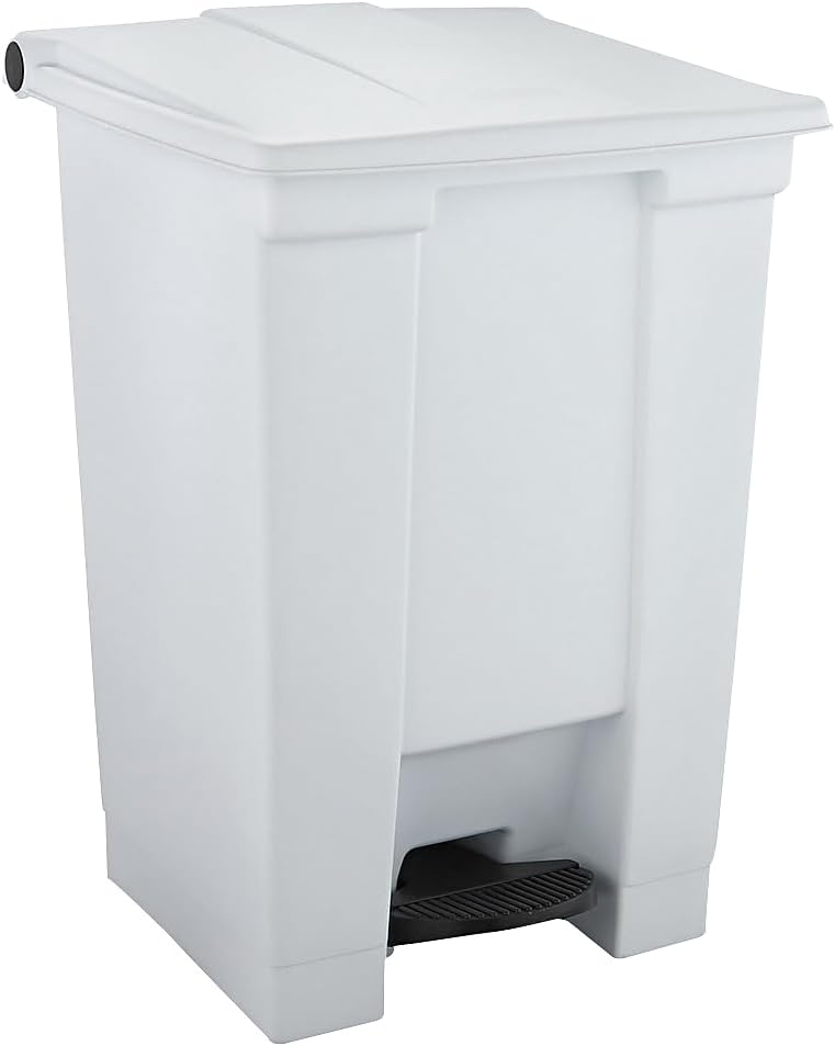 Rubbermaid Step-On Waste Container, 12 gal, White, 15.75-inchH x 16.2-inchW x 23.6-inchD (6144WHI)