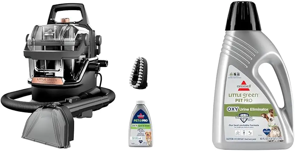 Bundle of BISSELL Little Green HydroSteam Multi-Purpose Portable Carpet and Upholstery Cleaner, Car and Auto Detailer, 3618, Black and Copper Harbor + BISSELL Pet Pro Oxy Spot & Stain