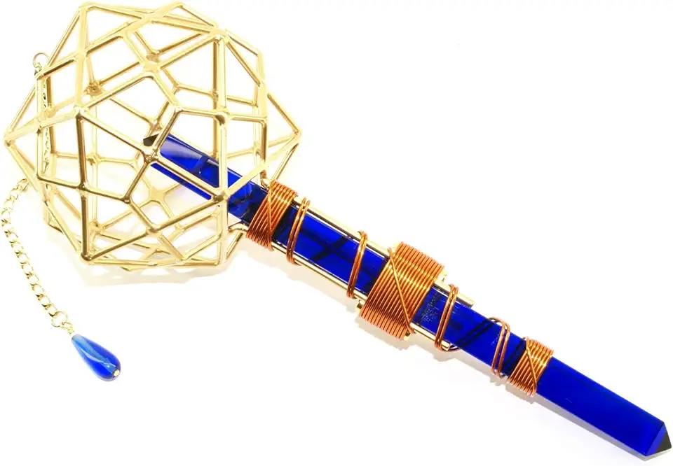 Crystal Wand Healing Tool - Christ Consciousness Vajra Etheric Weaver Pendant with Magnets & Copper Wire - 8