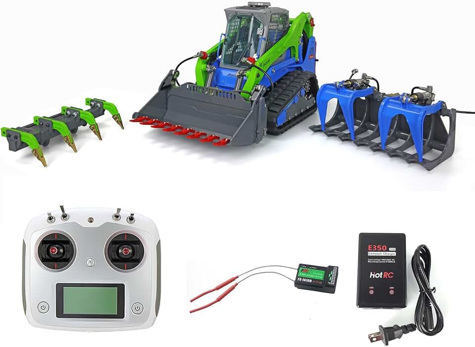 LESU 1/14 Aoue Lt5 Hydraulic Skid-Steer RC Crawler Loader Gripper Ripper Scarifier Rotating Light Sound Hobby Grade Model