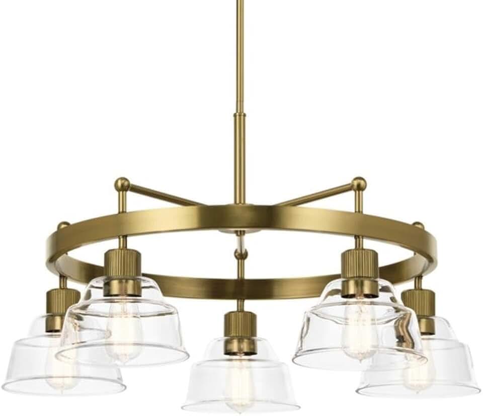 Kichler, Eastmont 5 Light Chandelier with Clear Glass in Brushed Natural Brass, 52403