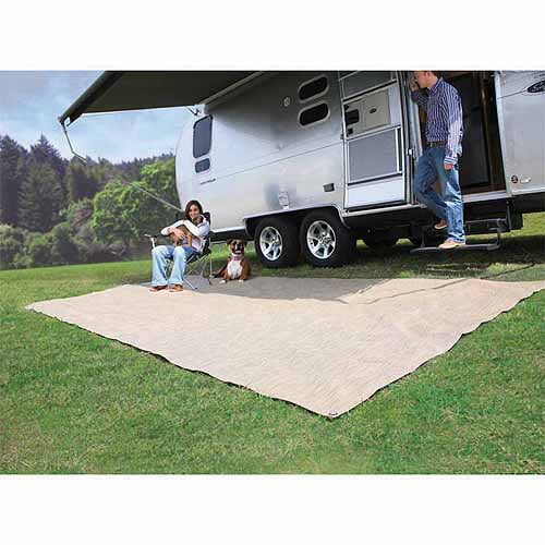 Camco 42811 7  x 15  RV Awning and Leisure Mat, Includes Canvas Tote Bag, Brown