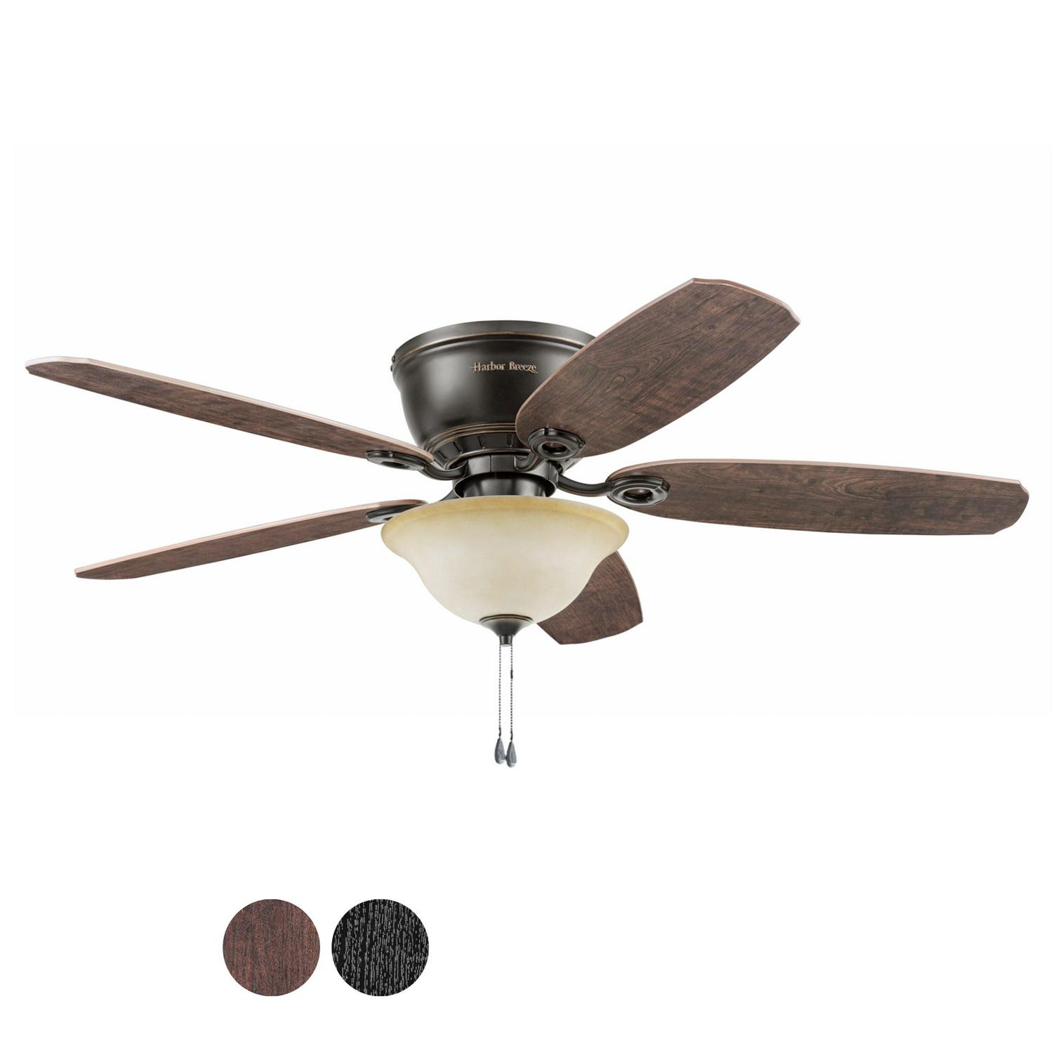 Harbor Breeze Lake Canton 52-in Bronze Indoor Flush Mount Ceiling Fan with Light (5-Blade)