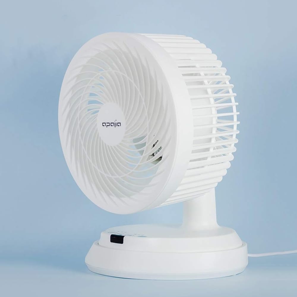 Household Air Circulation Fan, Silent Vortex to Flow Table Automatic Shake, 3-Speed Adjustable Mother and Child Suitable, Small Electric Fan (White)