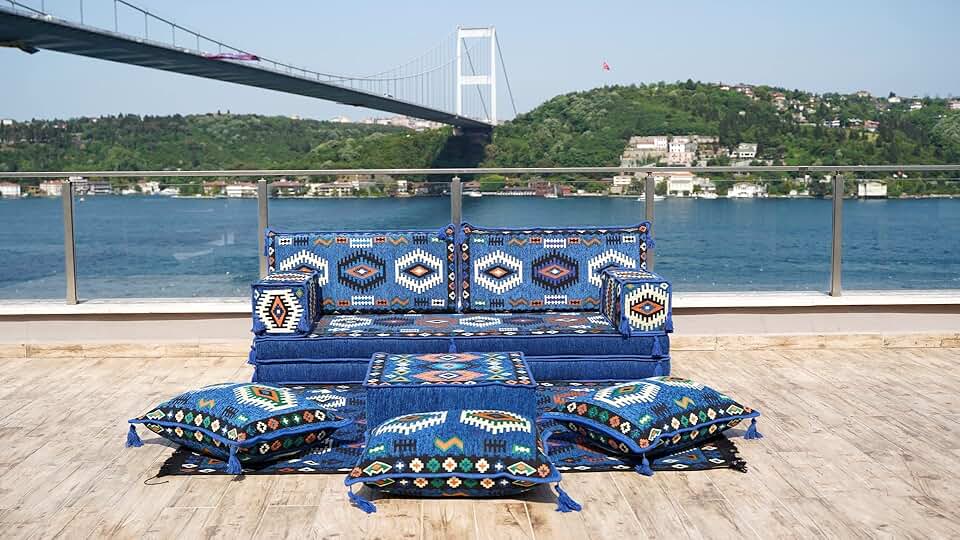 Premium 8 Thickness Handmade Arabic Seating, Oriental Floor Cushion, Reading Floor Couch, Turkish Floor Sofas, Moroccan Sofa, Arabic Sofa Covers (Sofa Full Set)