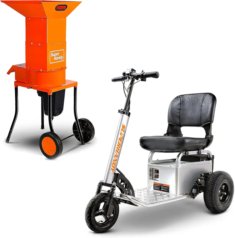 SuperHandy Electric Tugger Cart, Industrial Tow Tractor Riding Scooter & Leaf Mulcher Shredder Electric Waste Management Heavy Duty 120V AC 11