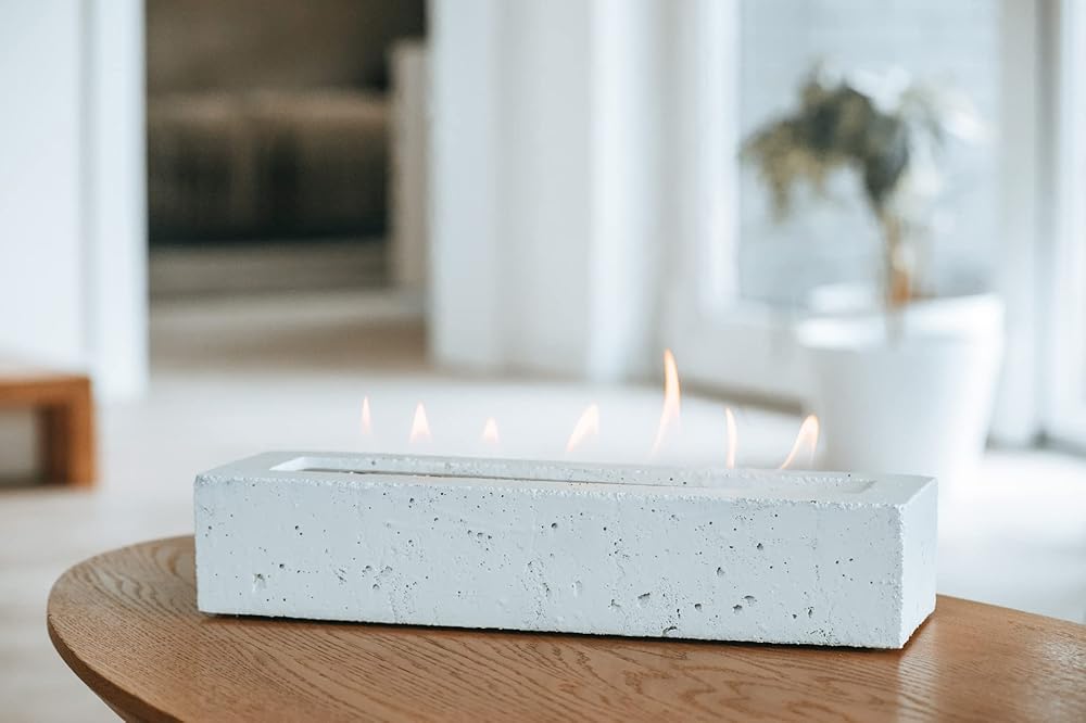 Handmade Tabletop Fireplace Smokeless Clean Indoor Outdoor Fire Pit Portable Bowl Pot Bio Ethanol Fireplace Eco Friendly (White)