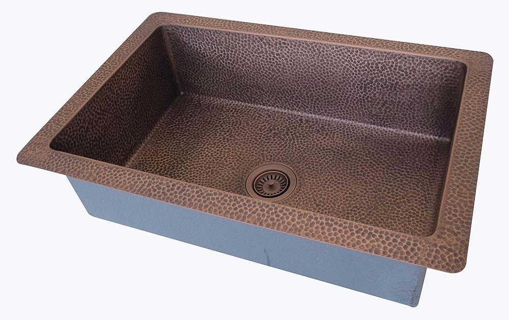 Copper Sink Single Bowl Undermount Handcrafted by Sinda KSU289BH