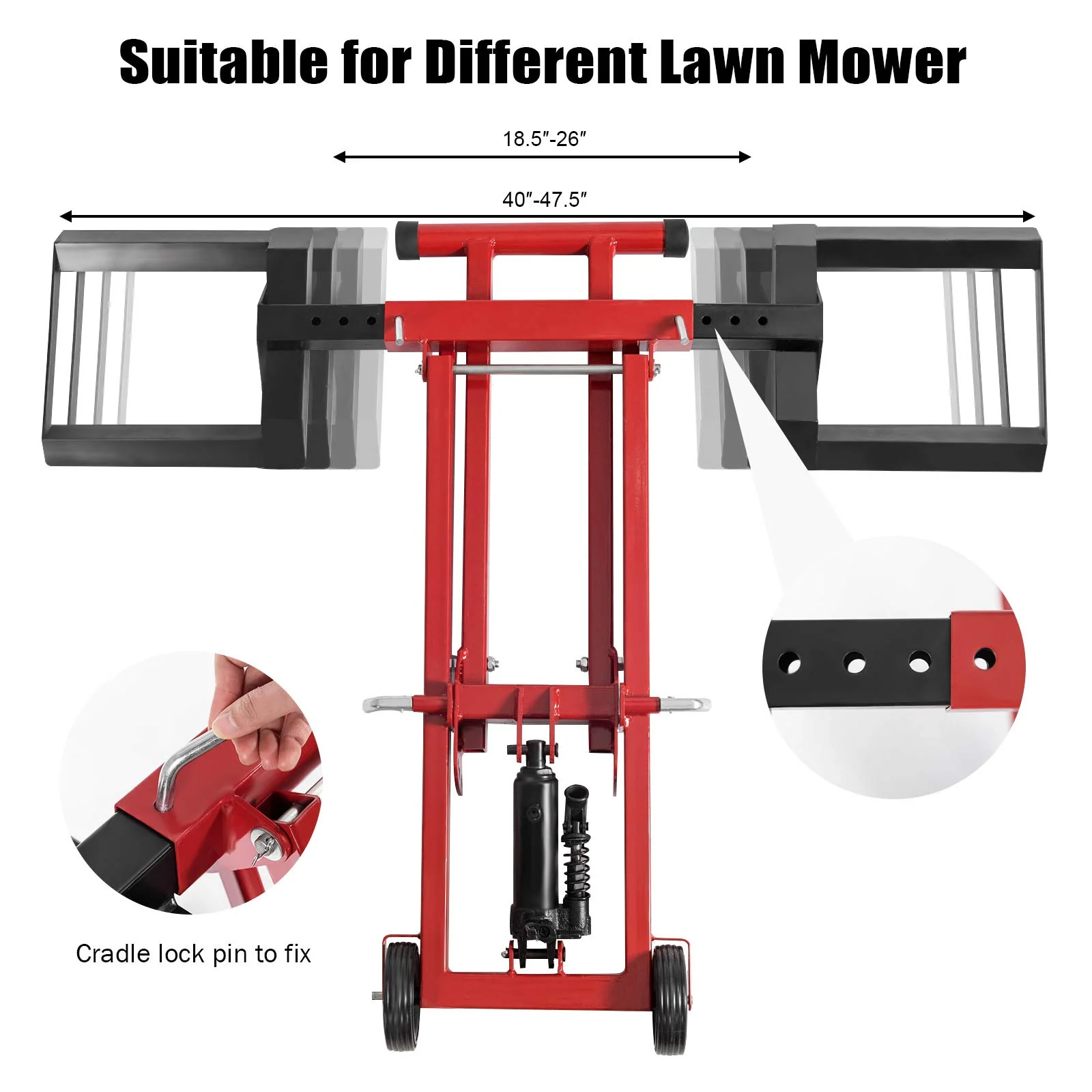 Lawn Mower Lift with Hydraulic Jack, 500-lb Capacity Easy Assembly Riding Mower Lift