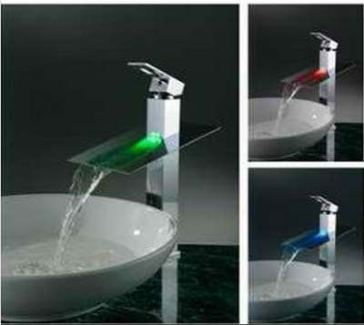 GOWE LED Chrome Tall Basin Faucet Water Tap Bathroom Sink Mixer Waterfall Torneira Vanity Vessel Sinks Mixers Taps Faucets