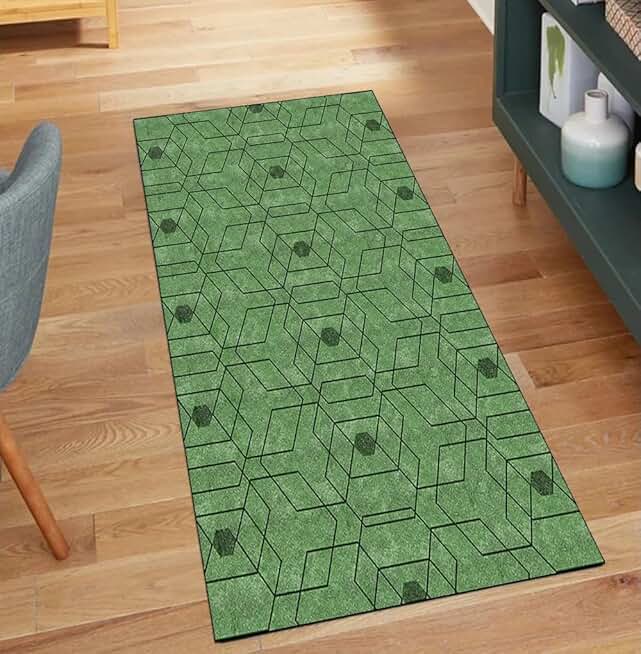 Long Runners Rug for Hallway Kitchen Dark Green Non Slip 2'7