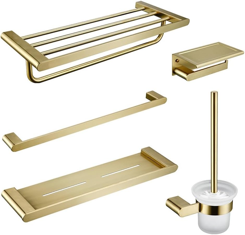 Gold Brass Stainless Steel Towel and Towel Rack, Bathroom Storage Rack