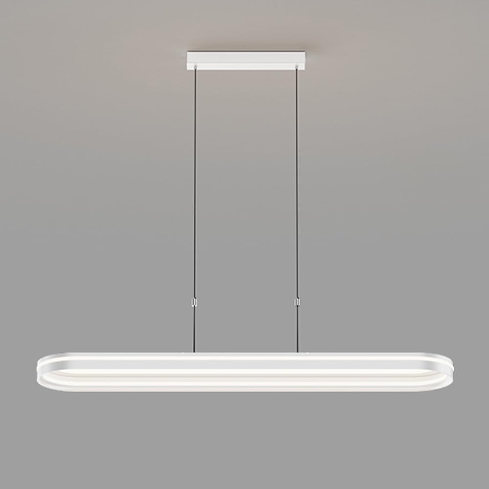 Modern Simple LED Pendant Light for Kitchen Island, 3 Color Mode Chandelier Adjustable Height Hanging Lamp, Dining Room Bedroom Cafe Table Hanging Ceiling Lights (1 Pack)