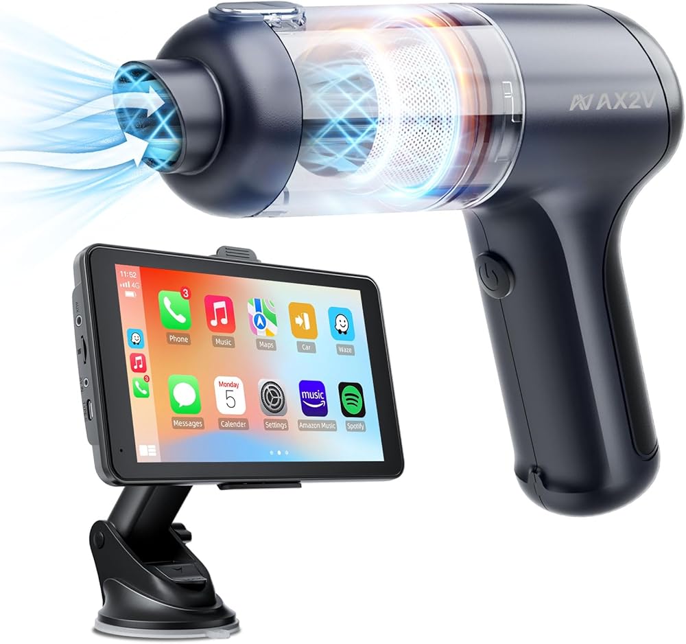 Car Vacuum Portable Cordless + CPAA07 CarPlay Car Stereo