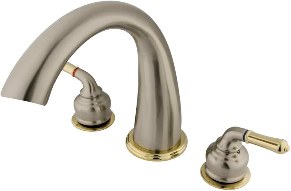 Kingston Brass KS2369 Naples Roman Tub Filler, Satin Nickel and Polished Brass,8-Inch Adjustable Center