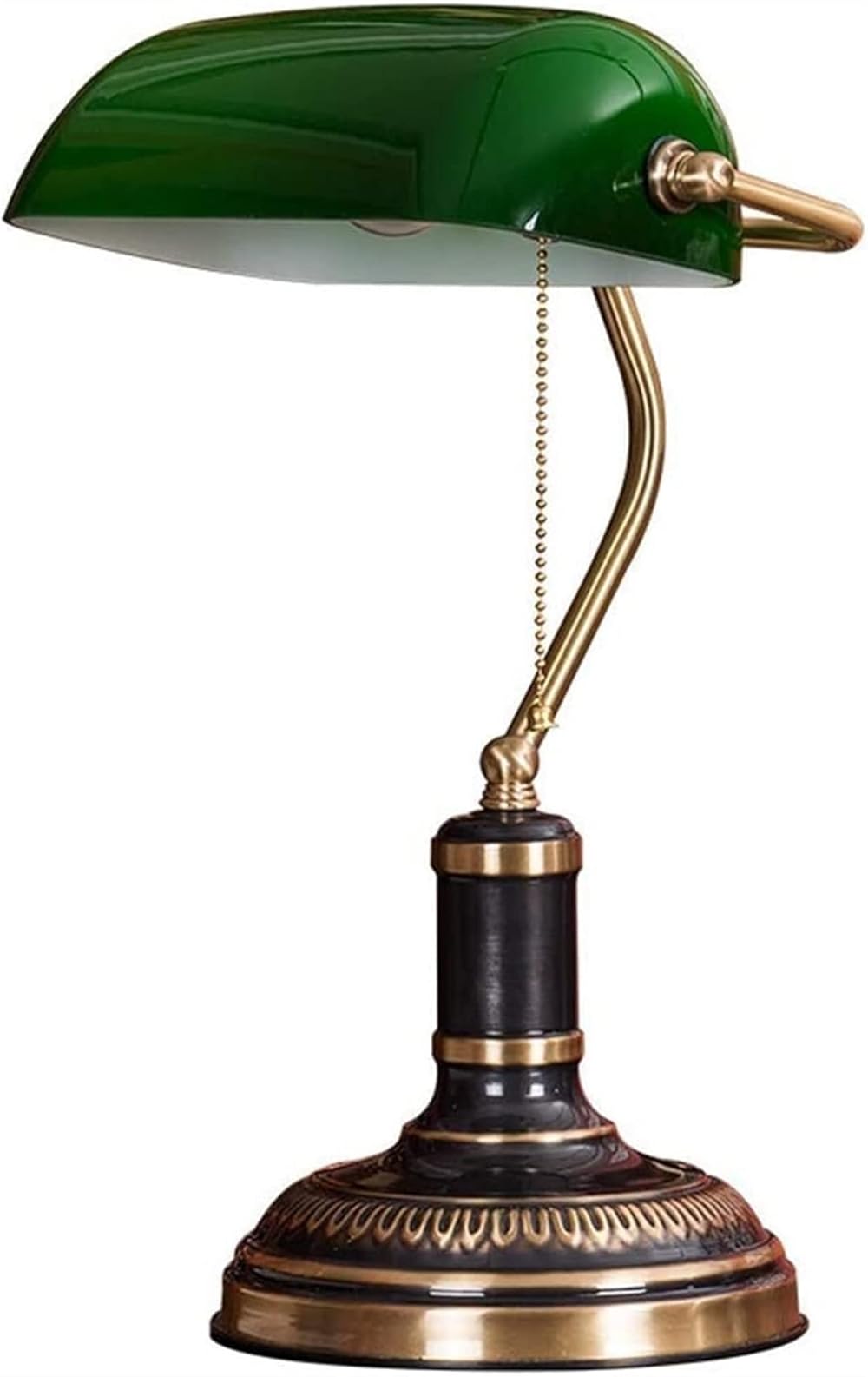 Banker Lamp,Green Shade Retro Bronze Traditional Desk Lamps Office Study Simple Designs Eye Caring Reading Light Black