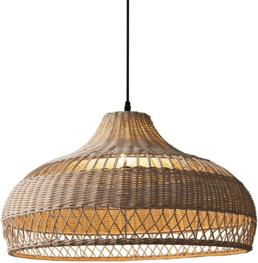 Modern Retro Hand Woven Bamboo Suspension Wire Pendant Light Creative Personalized Countryside Bamboo Basket Woven Ceiling Lamp Kitchen Island Farmhouse Dining Room Living Chandelier