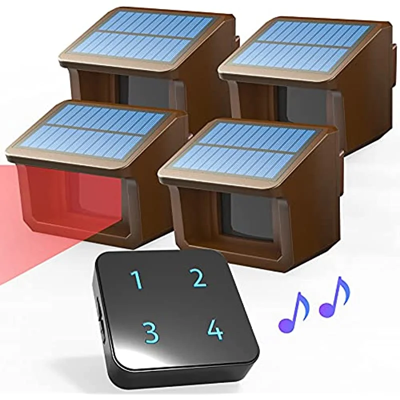 800 Meters Solar Wireless Driveway Alarm Outdoor Weather-Resistant Motion Sensor&Detector DIY Security Alert System