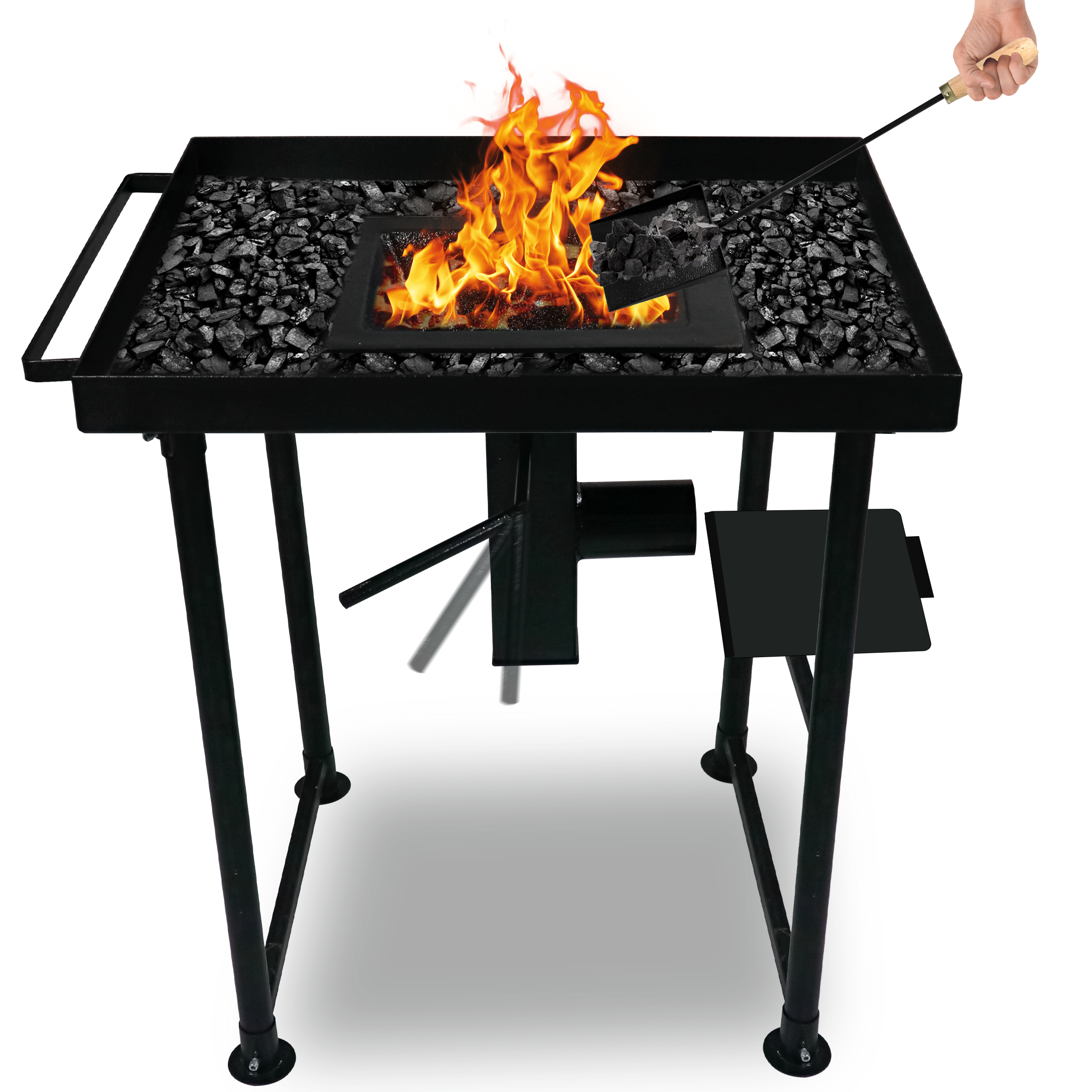 Simond Store Coal Forge Stand & fire Pot Blacksmith Forge kit fire pots & Hand blowers Blacksmithing Starter kit Steel Coal Forge kit Stand - Forge Starter kit Tool kit Stand